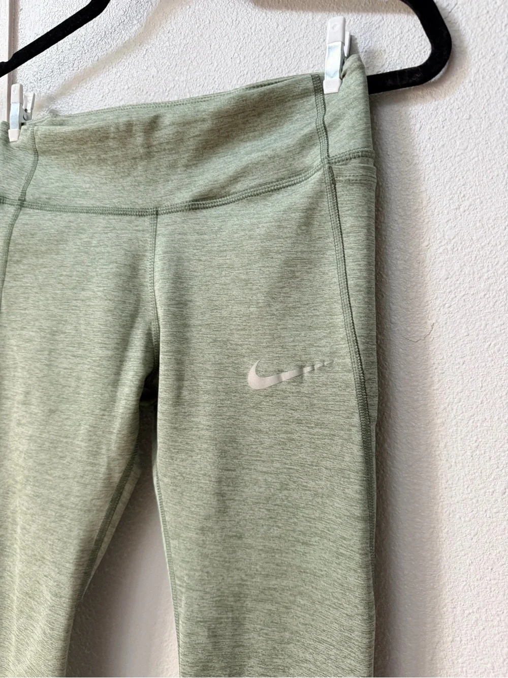 Nike Epic Lux Mid-Rise Cropped Running Tights Leggings Green Heather Size M